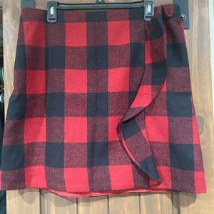 NWT J.Crew Factory Red Buffalo Plaid Wool Skirt Size 20